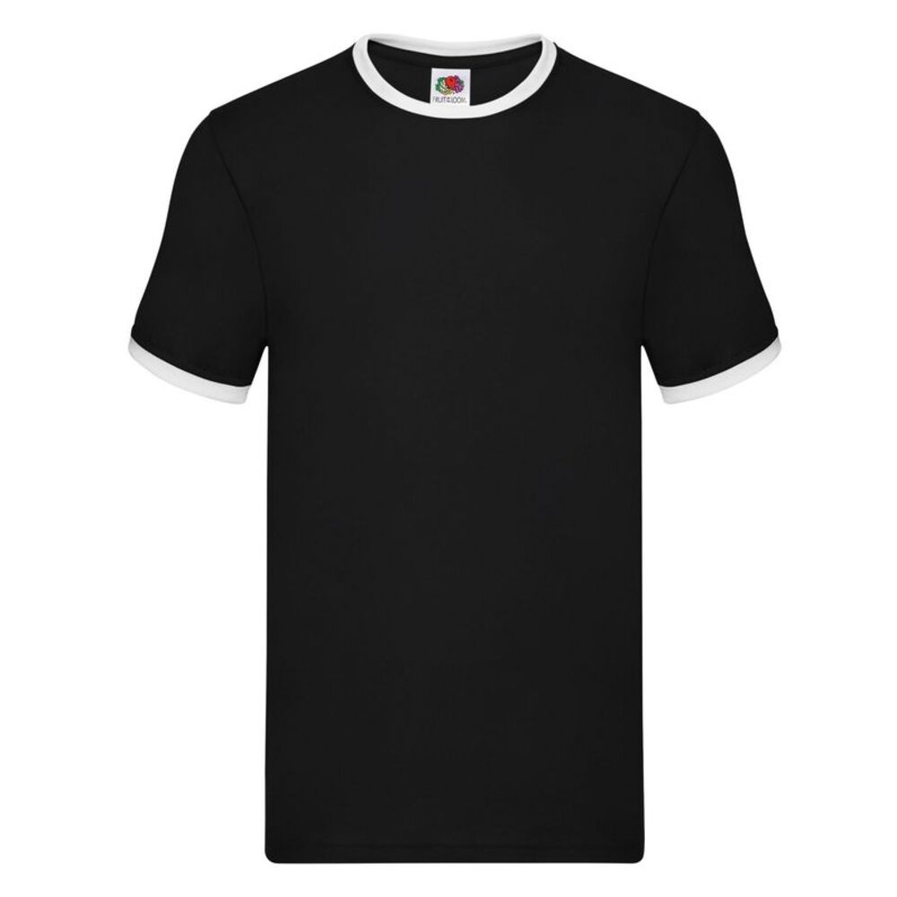 Fruit of the Loom Mens Ringer 160 T-Shirt / Black/White